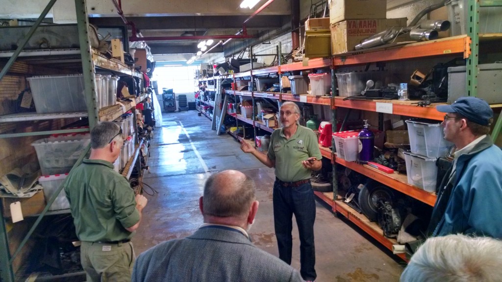 Jeff Lane, founder of the Lane Motor Museum, giving a tour of the normally inaccessible basement.